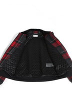 美品 サンローラン Saint Laurent / 20AW 襟ムートン / ウール タータンチェック / ショート キルティング ジャケット / size 50 (RED)