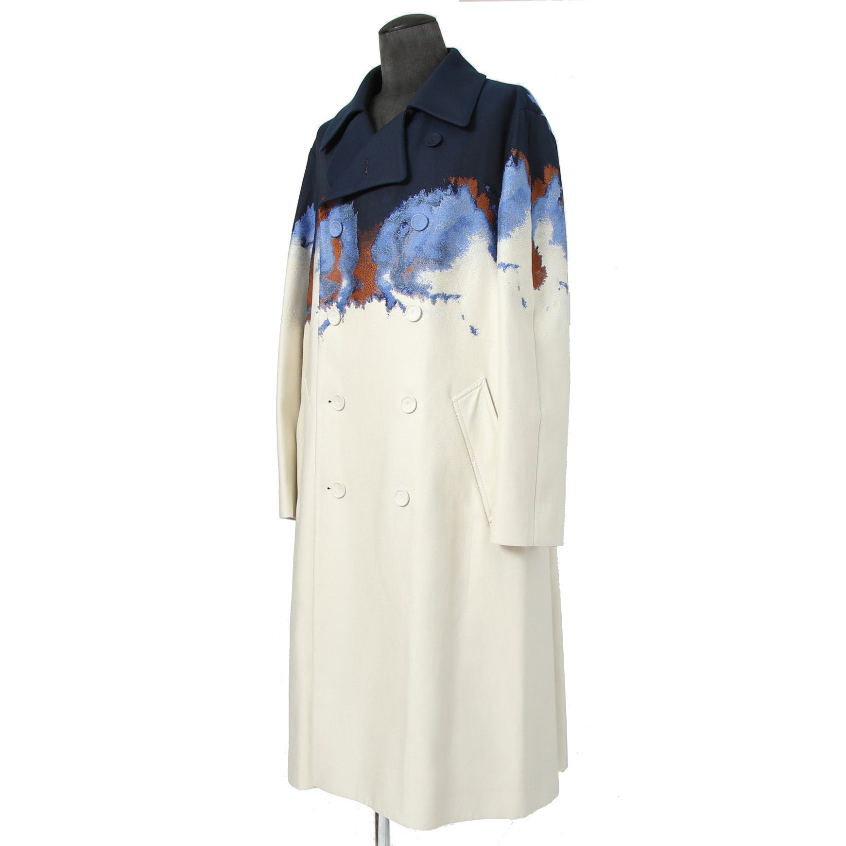 希少 極美品 FENDI フェンディ / 定価70万 23SS クラウド モチーフ ジャガード ダブル ロングコート / FF0690 AMZ9 / size 46 コート