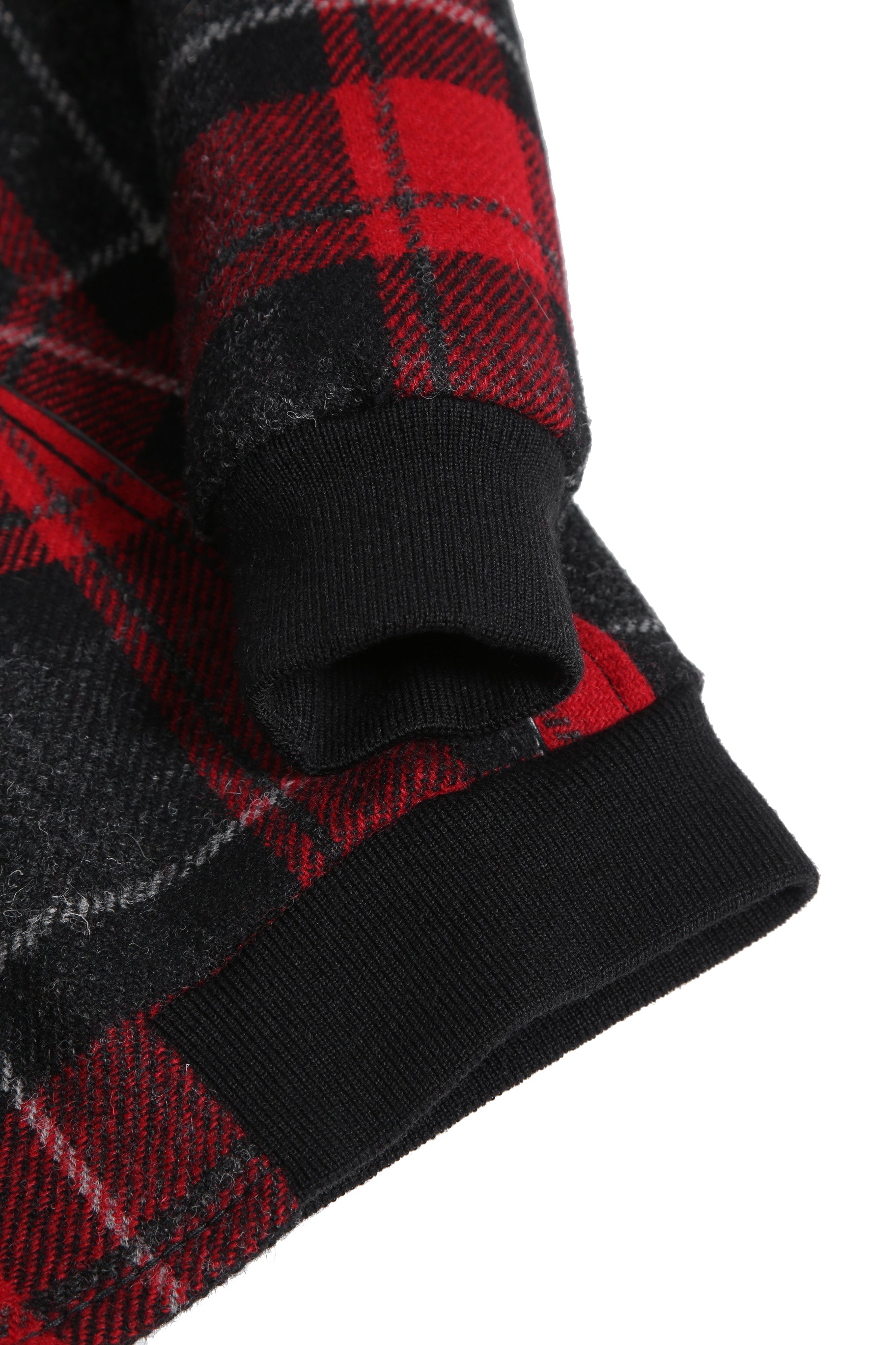 美品 サンローラン Saint Laurent / 20AW 襟ムートン / ウール タータンチェック / ショート キルティング ジャケット / size 50 (RED)