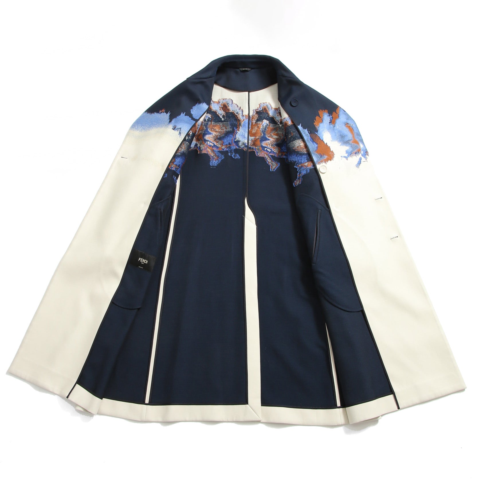 希少 極美品 FENDI フェンディ / 定価70万 23SS クラウド モチーフ ジャガード ダブル ロングコート / FF0690 AMZ9 / size 46 コート