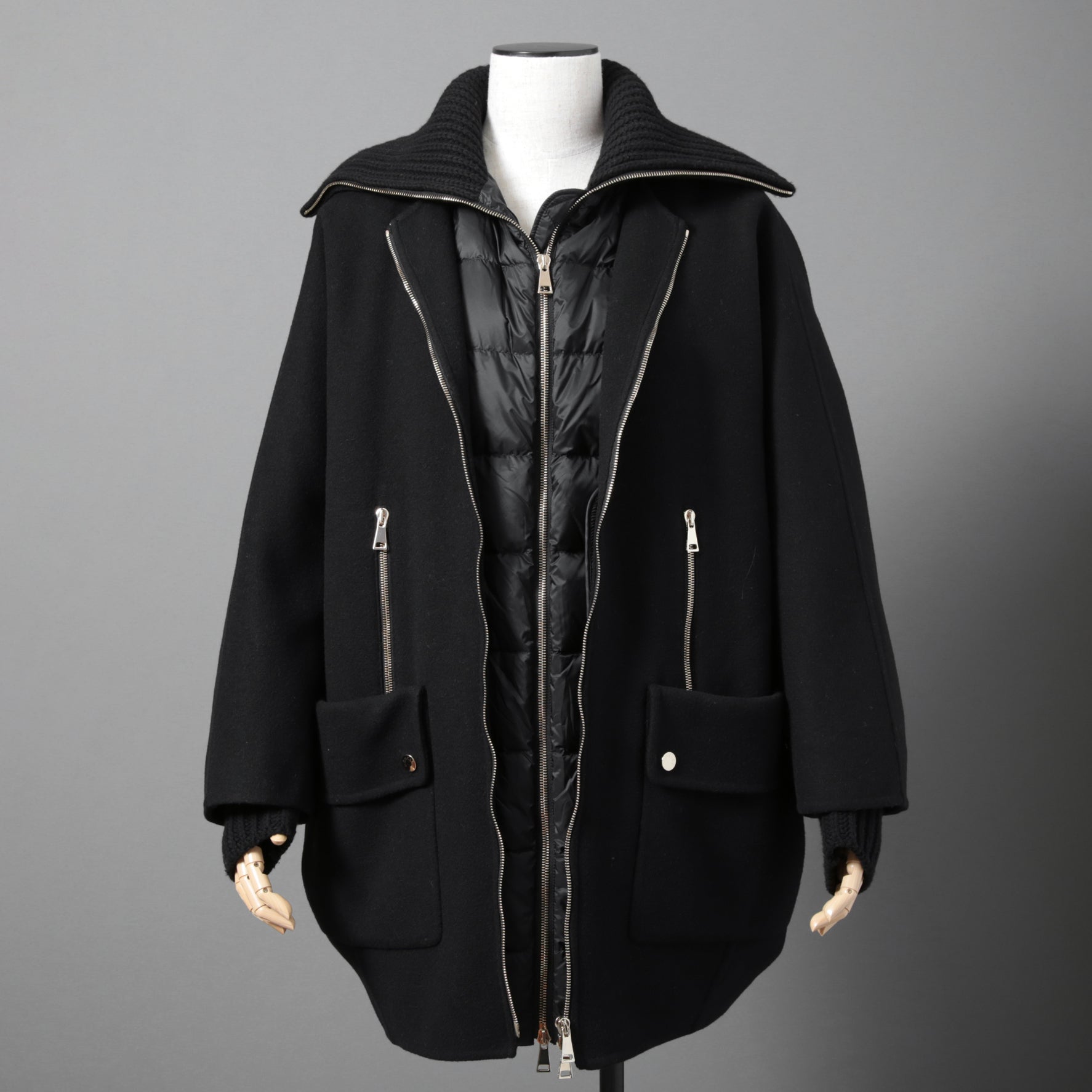 MONCLER モンクレール / 美品 2017 ACANTHUS / 3WAY ダウン コート / カシミヤ混 メルトン / size 1 (BLACK)