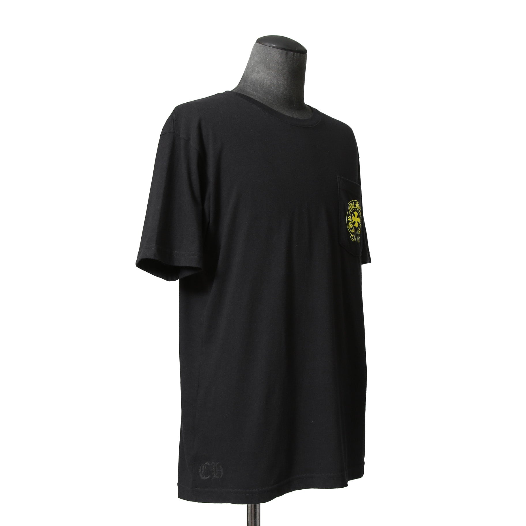 CHROME HEARTS クロムハーツ 20SS 美品 Made In Hollywood バック英字プリント スクロールラベル 半袖Tシャツ size L BLACK YELLOW 国内正規品