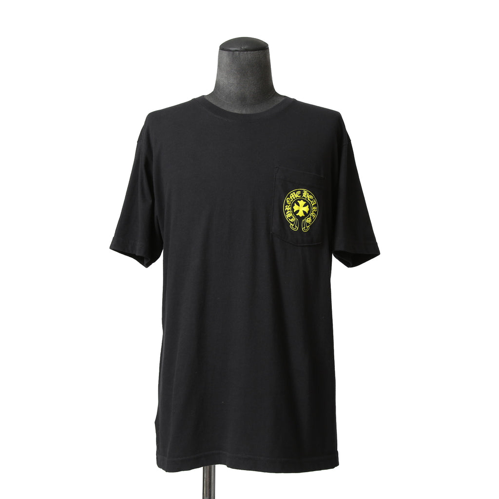CHROME HEARTS クロムハーツ 20SS 美品 Made In Hollywood バック英字プリント スクロールラベル 半袖Tシャツ size L BLACK YELLOW 国内正規品