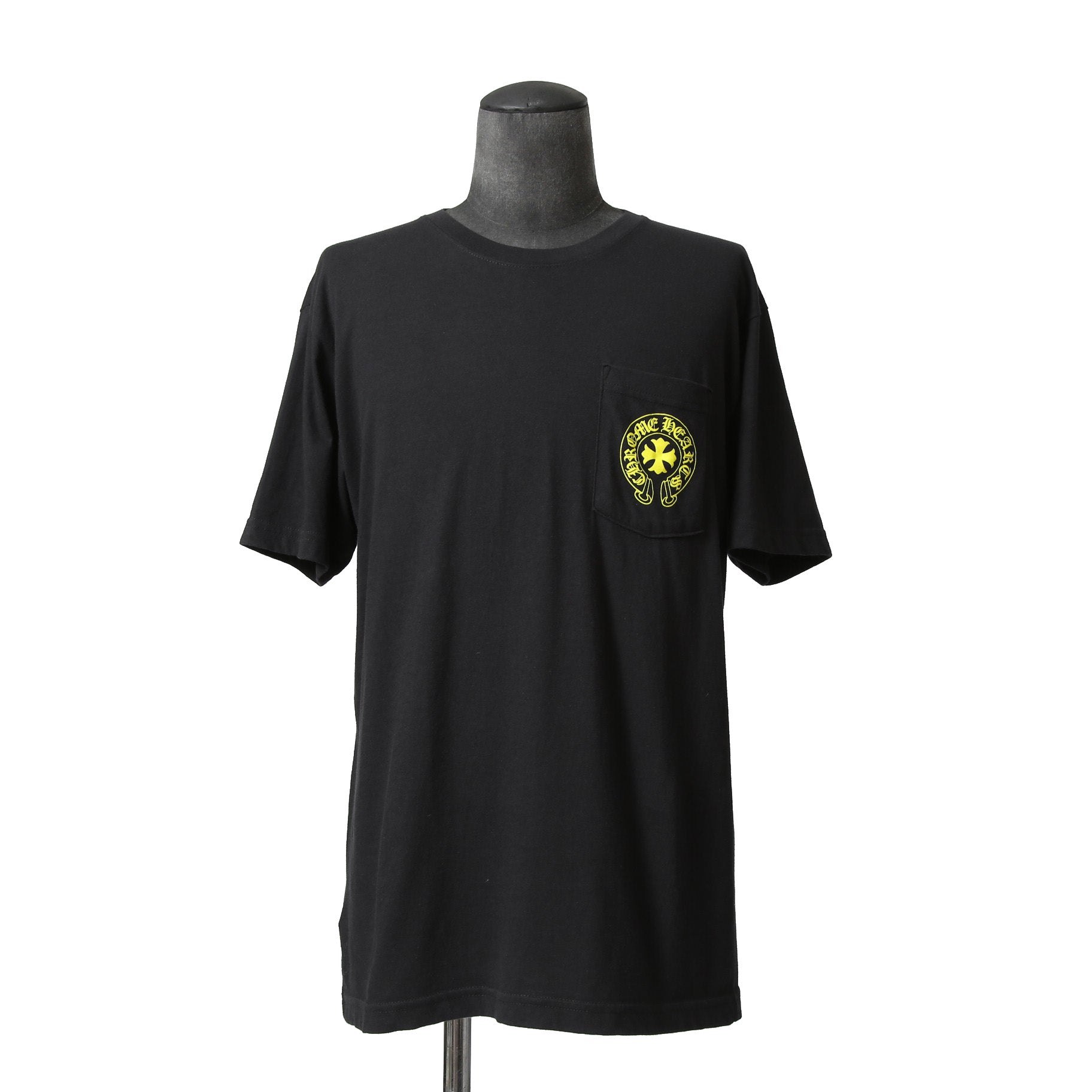 CHROME HEARTS クロムハーツ 20SS 美品 Made In Hollywood バック英字プリント スクロールラベル 半袖Tシャツ size L BLACK YELLOW 国内正規品