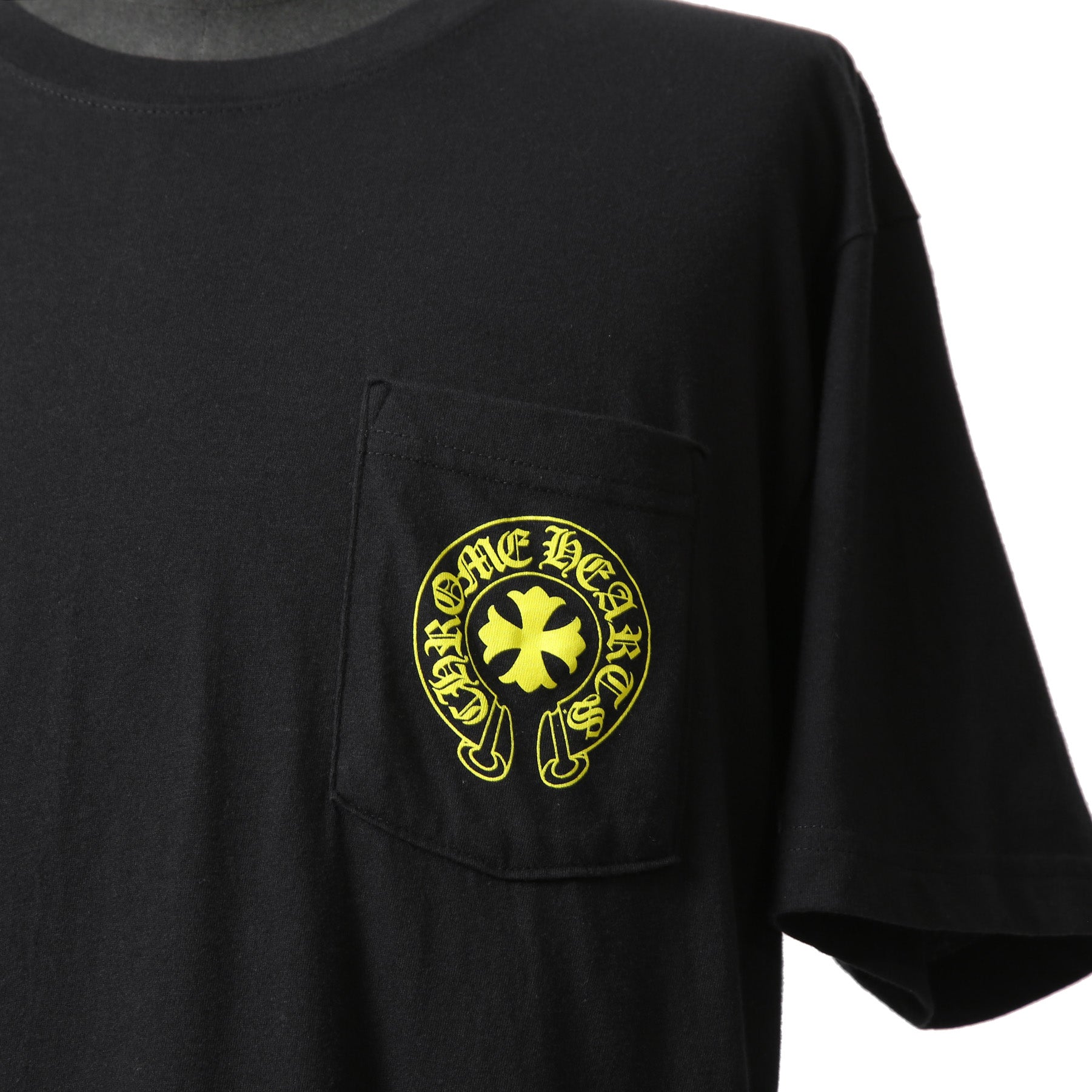 CHROME HEARTS クロムハーツ 20SS 美品 Made In Hollywood バック英字プリント スクロールラベル 半袖Tシャツ size L BLACK YELLOW 国内正規品
