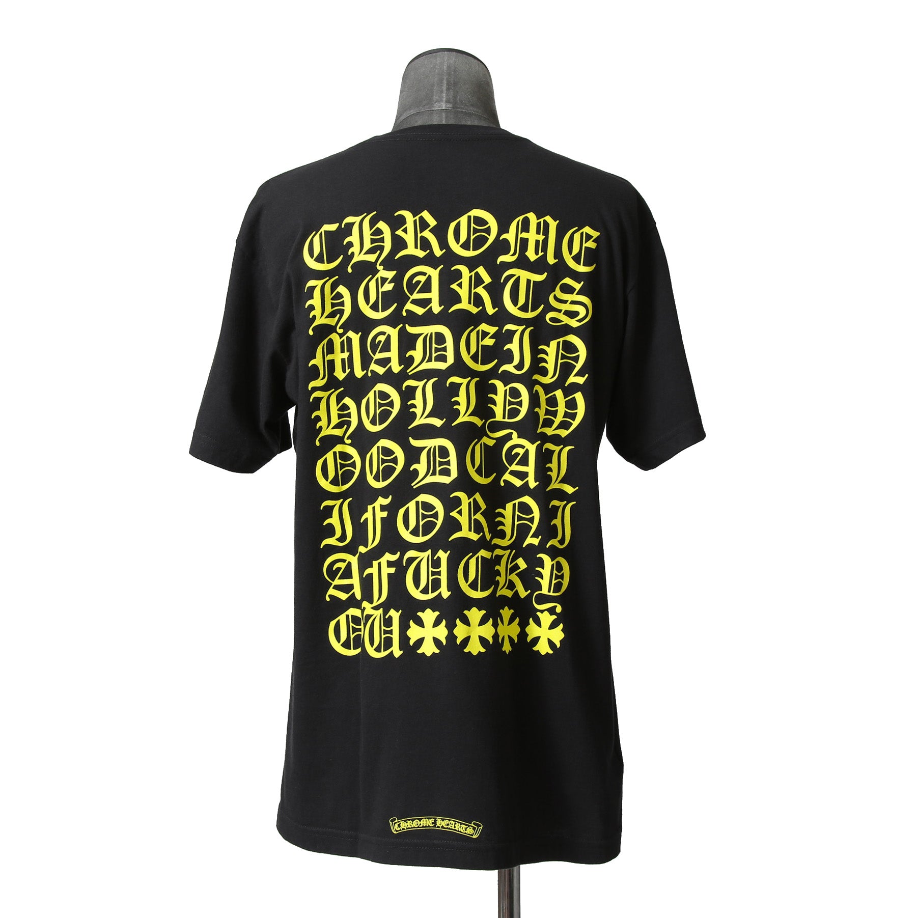 CHROME HEARTS クロムハーツ 20SS 美品 Made In Hollywood バック英字プリント スクロールラベル 半袖Tシャツ size L BLACK YELLOW 国内正規品