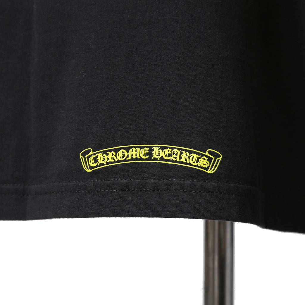 CHROME HEARTS クロムハーツ 20SS 美品 Made In Hollywood バック英字プリント スクロールラベル 半袖Tシャツ size L BLACK YELLOW 国内正規品