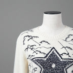 Dior クリスチャン ディオール / 美品 DIOR L'ÉTOILEディオール レトワール エンブロイダリー（刺繍）カシミヤシルク ニットセーター / 014S52WJ029 / size 38 / アイボリー