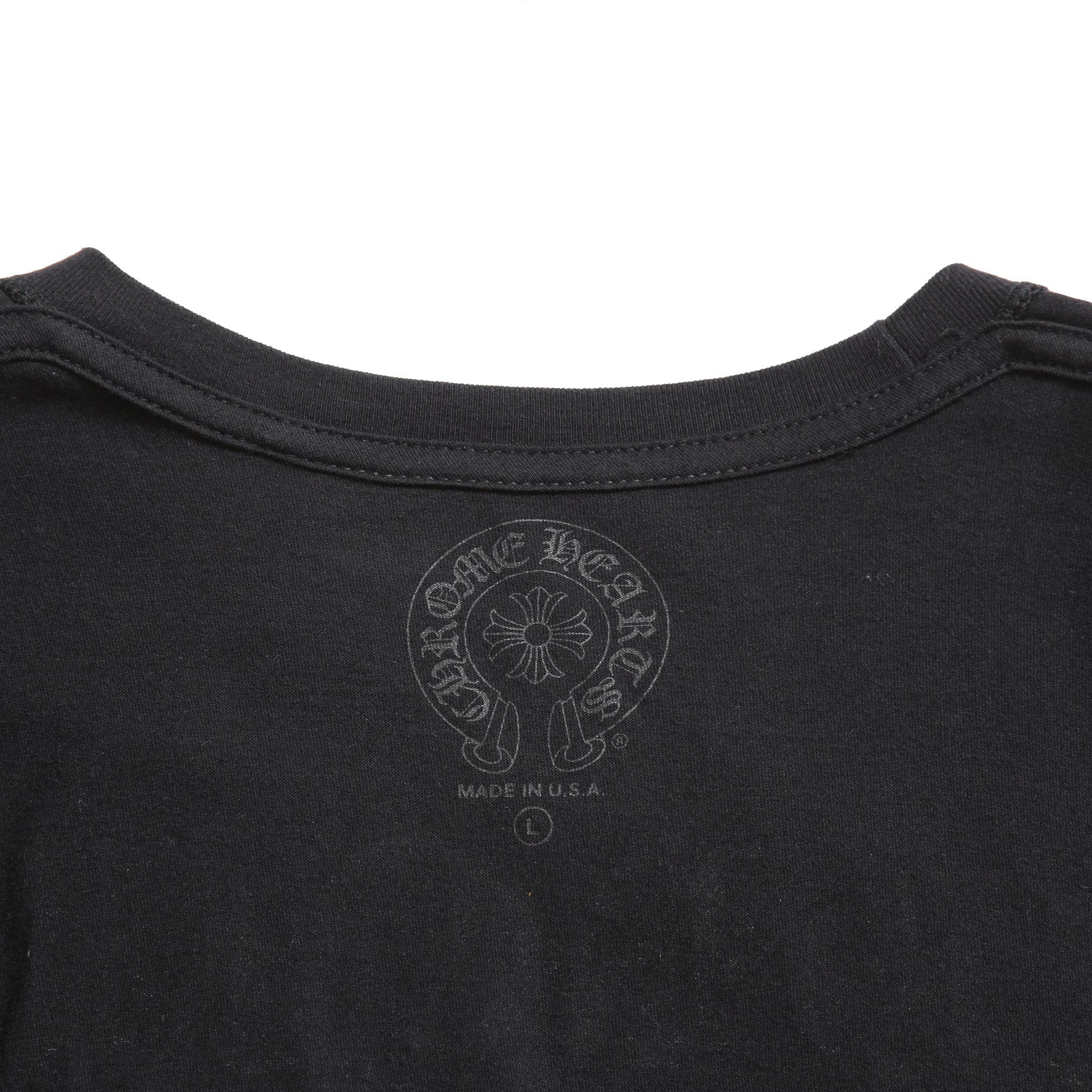 CHROME HEARTS クロムハーツ 20SS 美品 Made In Hollywood バック英字プリント スクロールラベル 半袖Tシャツ size L BLACK YELLOW 国内正規品
