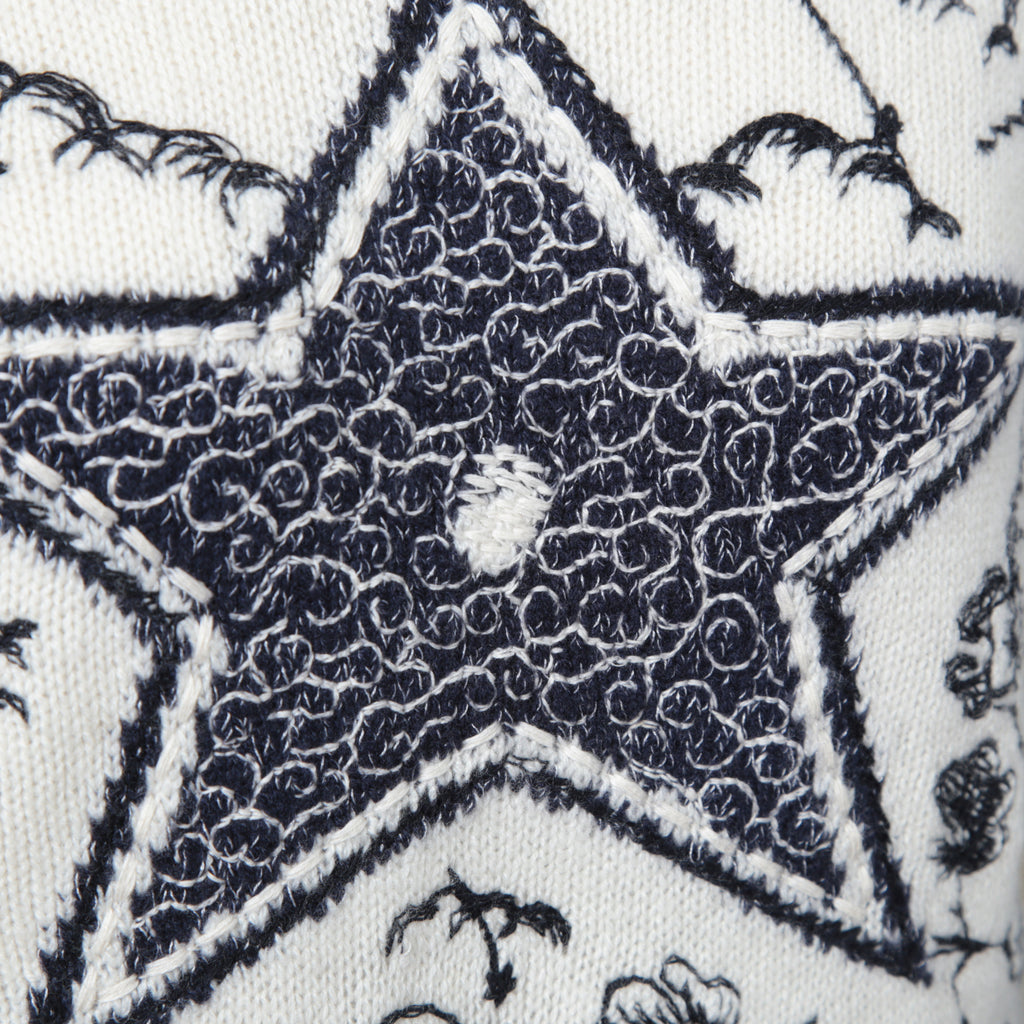 Dior クリスチャン ディオール / 美品 DIOR L'ÉTOILEディオール レトワール エンブロイダリー（刺繍）カシミヤシルク ニットセーター / 014S52WJ029 / size 38 / アイボリー