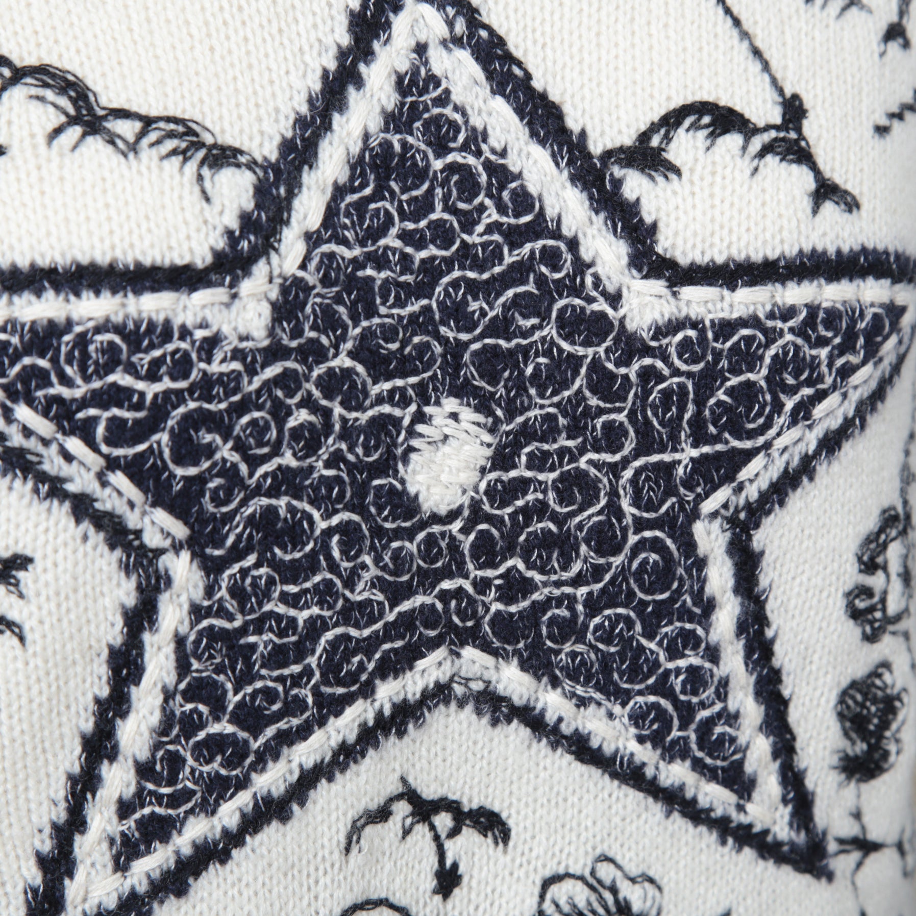 Dior クリスチャン ディオール / 美品 DIOR L'ÉTOILEディオール レトワール エンブロイダリー（刺繍）カシミヤシルク ニットセーター / 014S52WJ029 / size 38 / アイボリー