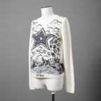 Dior クリスチャン ディオール / 美品 DIOR L'ÉTOILEディオール レトワール エンブロイダリー（刺繍）カシミヤシルク ニットセーター / 014S52WJ029 / size 38 / アイボリー