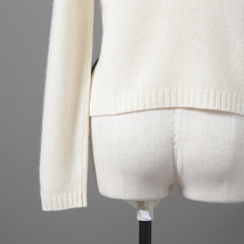 Dior クリスチャン ディオール / 美品 DIOR L'ÉTOILEディオール レトワール エンブロイダリー（刺繍）カシミヤシルク ニットセーター / 014S52WJ029 / size 38 / アイボリー