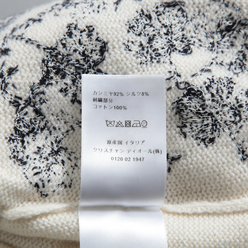 Dior クリスチャン ディオール / 美品 DIOR L'ÉTOILEディオール レトワール エンブロイダリー（刺繍）カシミヤシルク ニットセーター / 014S52WJ029 / size 38 / アイボリー