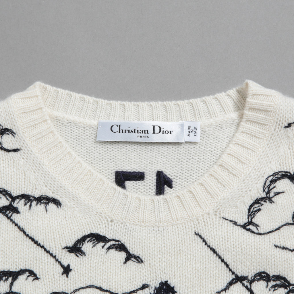 Dior クリスチャン ディオール / 美品 DIOR L'ÉTOILEディオール レトワール エンブロイダリー（刺繍）カシミヤシルク ニットセーター / 014S52WJ029 / size 38 / アイボリー