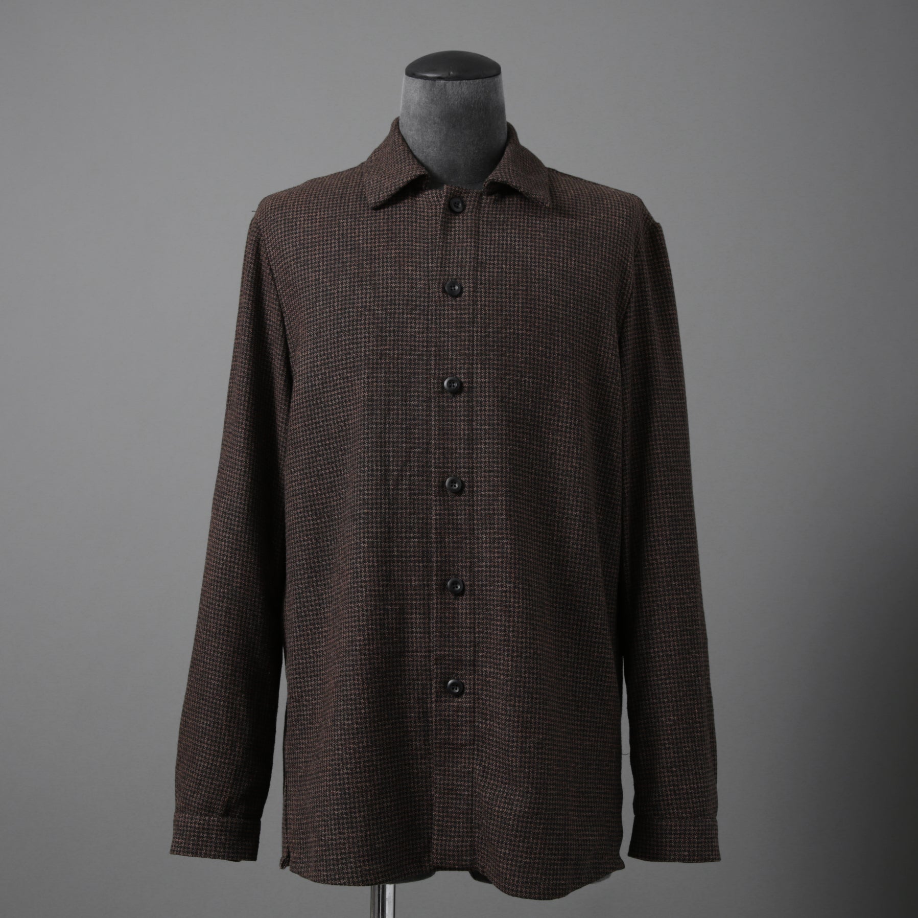 新品 BIEK VERSTAPPEN ビークファースタッペン / 24-25AW Liberte KOBE 別注 Wool Silk Shirt / Hand Dyed / 長袖シャツ / size S (BROWN CHECK)