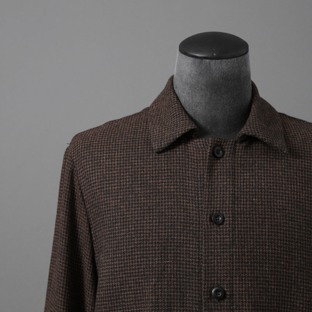 新品 BIEK VERSTAPPEN ビークファースタッペン / 24-25AW Liberte KOBE 別注 Wool Silk Shirt / Hand Dyed / 長袖シャツ / size S (BROWN CHECK)