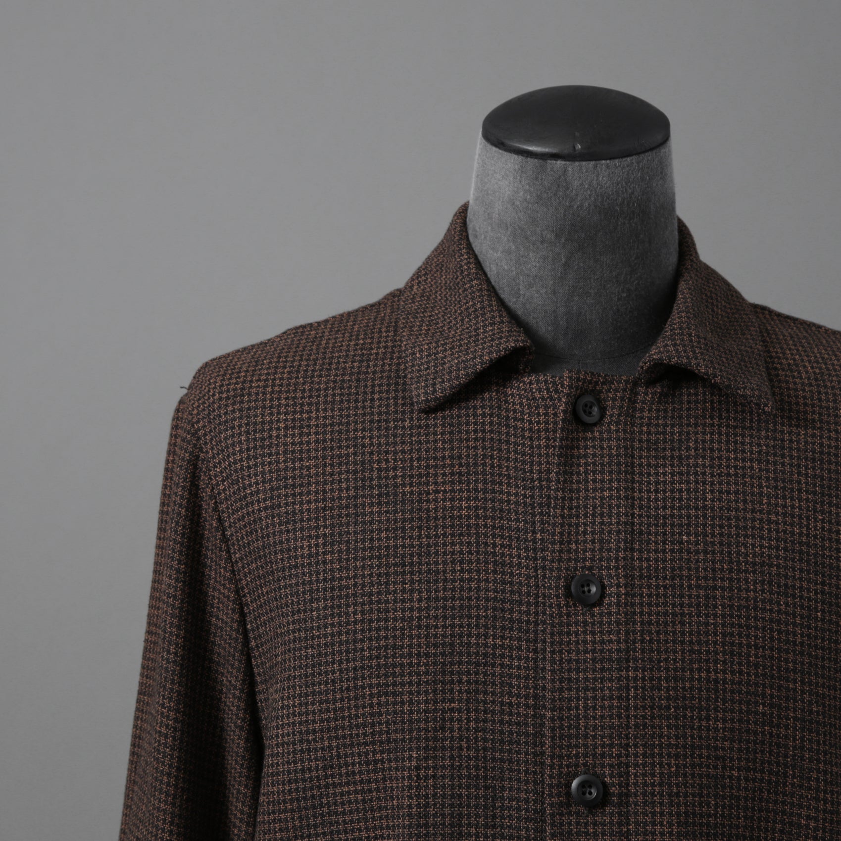 新品 BIEK VERSTAPPEN ビークファースタッペン / 24-25AW Liberte KOBE 別注 Wool Silk Shirt / Hand Dyed / 長袖シャツ / size S (BROWN CHECK)