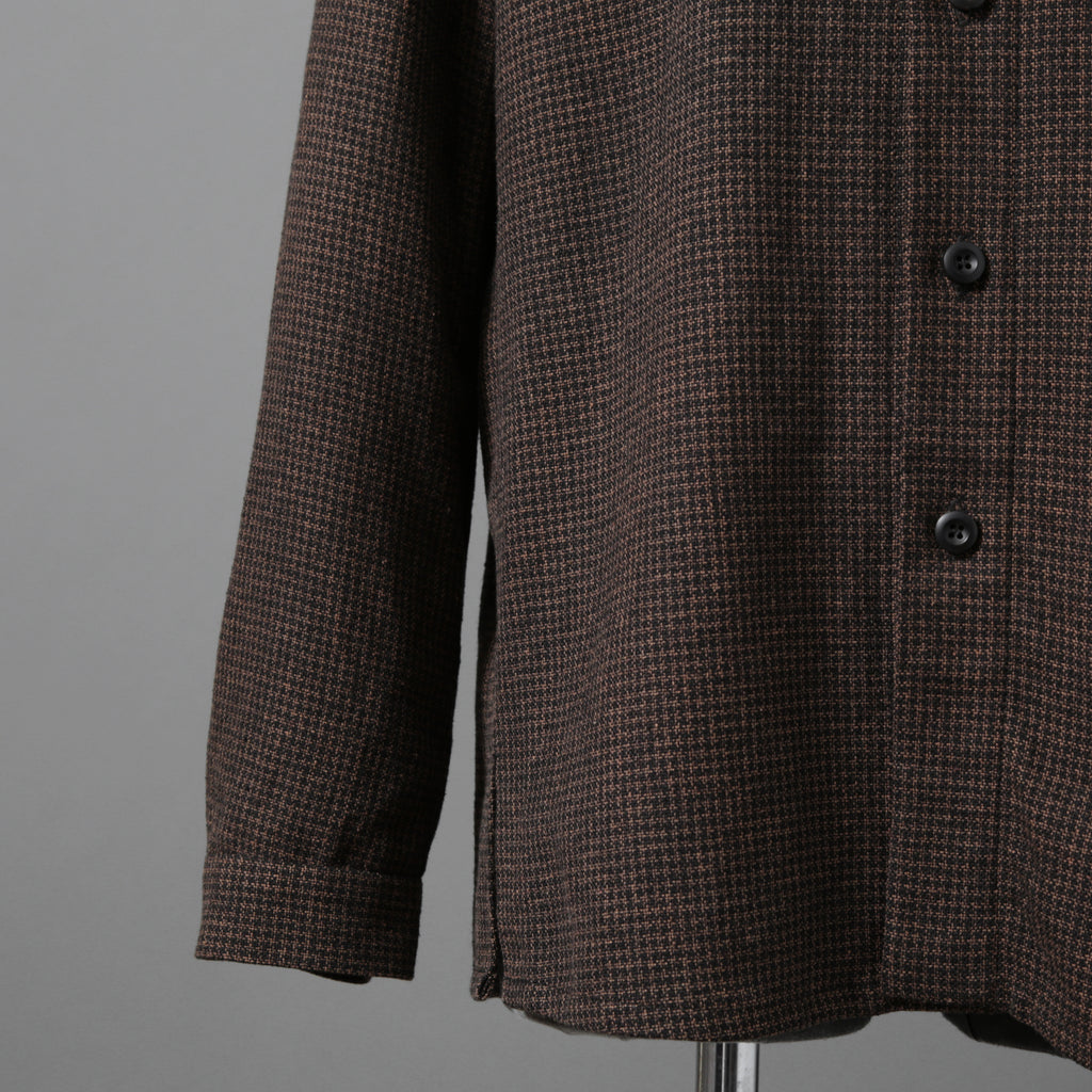 新品 BIEK VERSTAPPEN ビークファースタッペン / 24-25AW Liberte KOBE 別注 Wool Silk Shirt / Hand Dyed / 長袖シャツ / size S (BROWN CHECK)