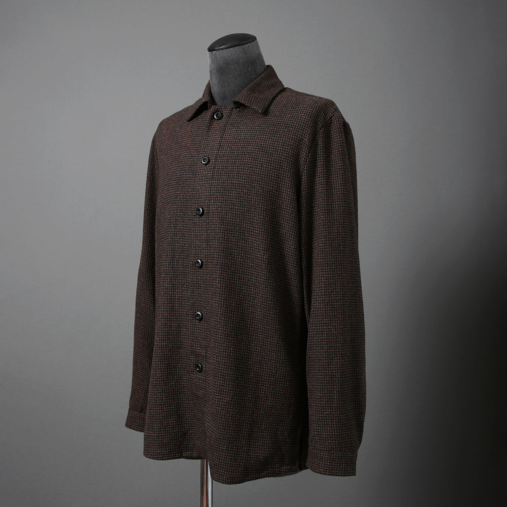 新品 BIEK VERSTAPPEN ビークファースタッペン / 24-25AW Liberte KOBE 別注 Wool Silk Shirt / Hand Dyed / 長袖シャツ / size S (BROWN CHECK)