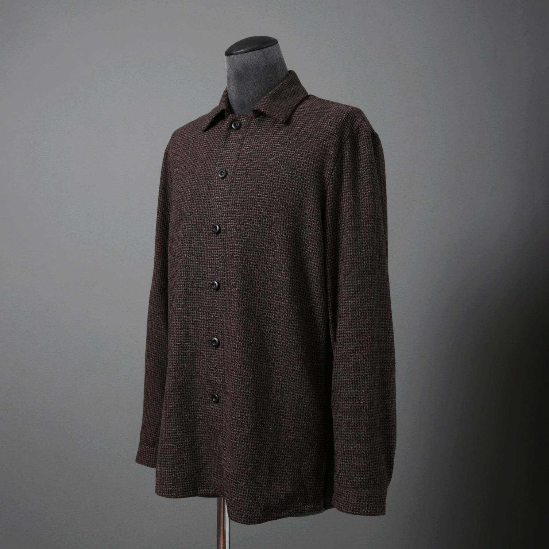 新品 BIEK VERSTAPPEN ビークファースタッペン / 24-25AW Liberte KOBE 別注 Wool Silk Shirt / Hand Dyed / 長袖シャツ / size S (BROWN CHECK)