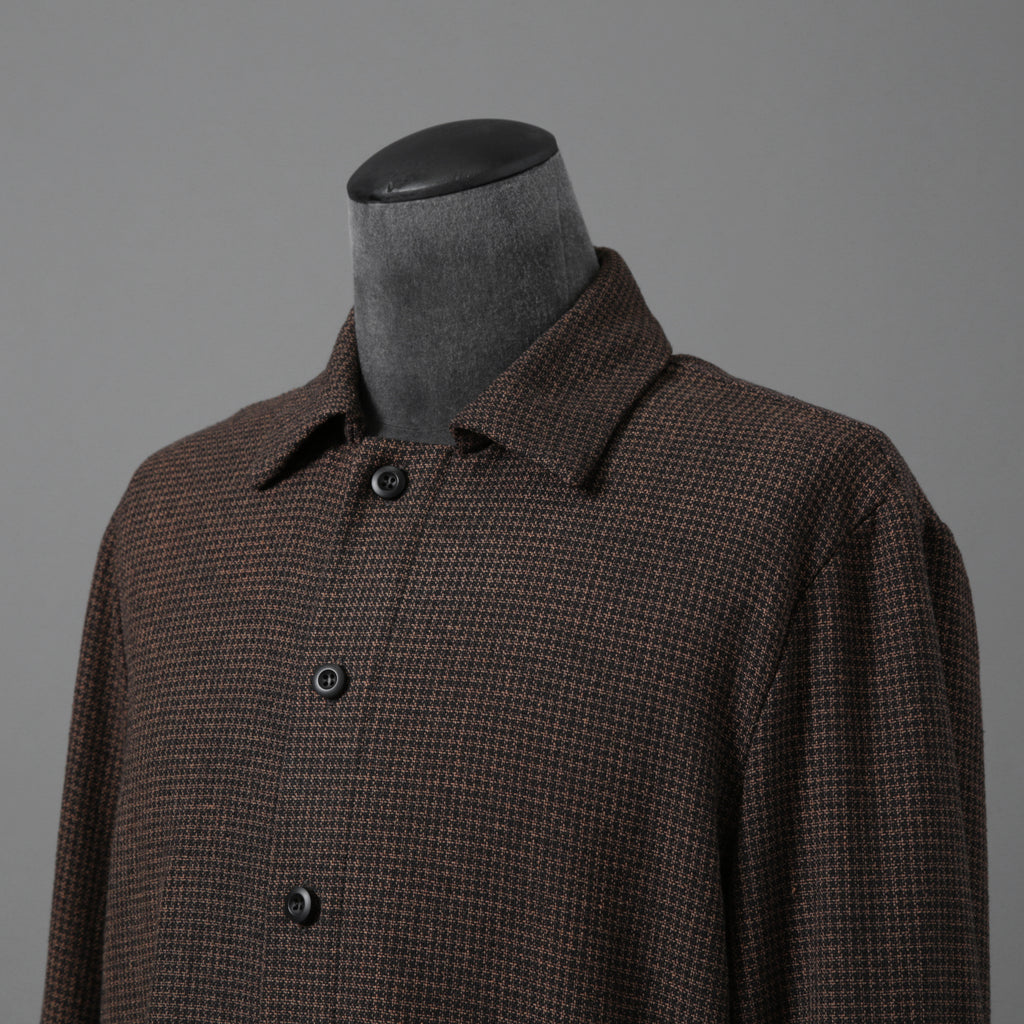 新品 BIEK VERSTAPPEN ビークファースタッペン / 24-25AW Liberte KOBE 別注 Wool Silk Shirt / Hand Dyed / 長袖シャツ / size S (BROWN CHECK)