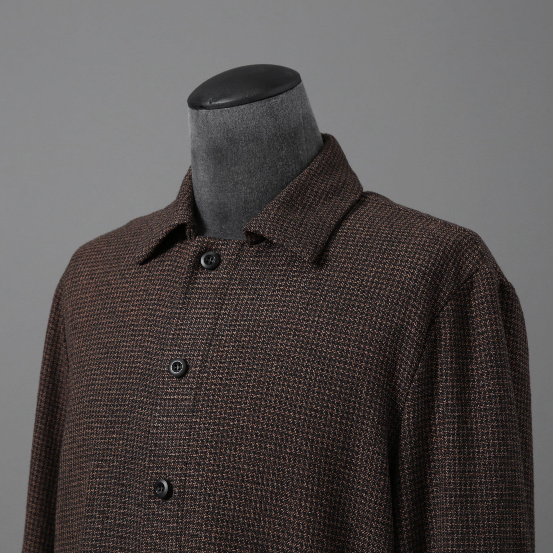 新品 BIEK VERSTAPPEN ビークファースタッペン / 24-25AW Liberte KOBE 別注 Wool Silk Shirt / Hand Dyed / 長袖シャツ / size S (BROWN CHECK)