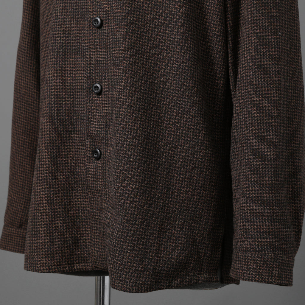 新品 BIEK VERSTAPPEN ビークファースタッペン / 24-25AW Liberte KOBE 別注 Wool Silk Shirt / Hand Dyed / 長袖シャツ / size S (BROWN CHECK)
