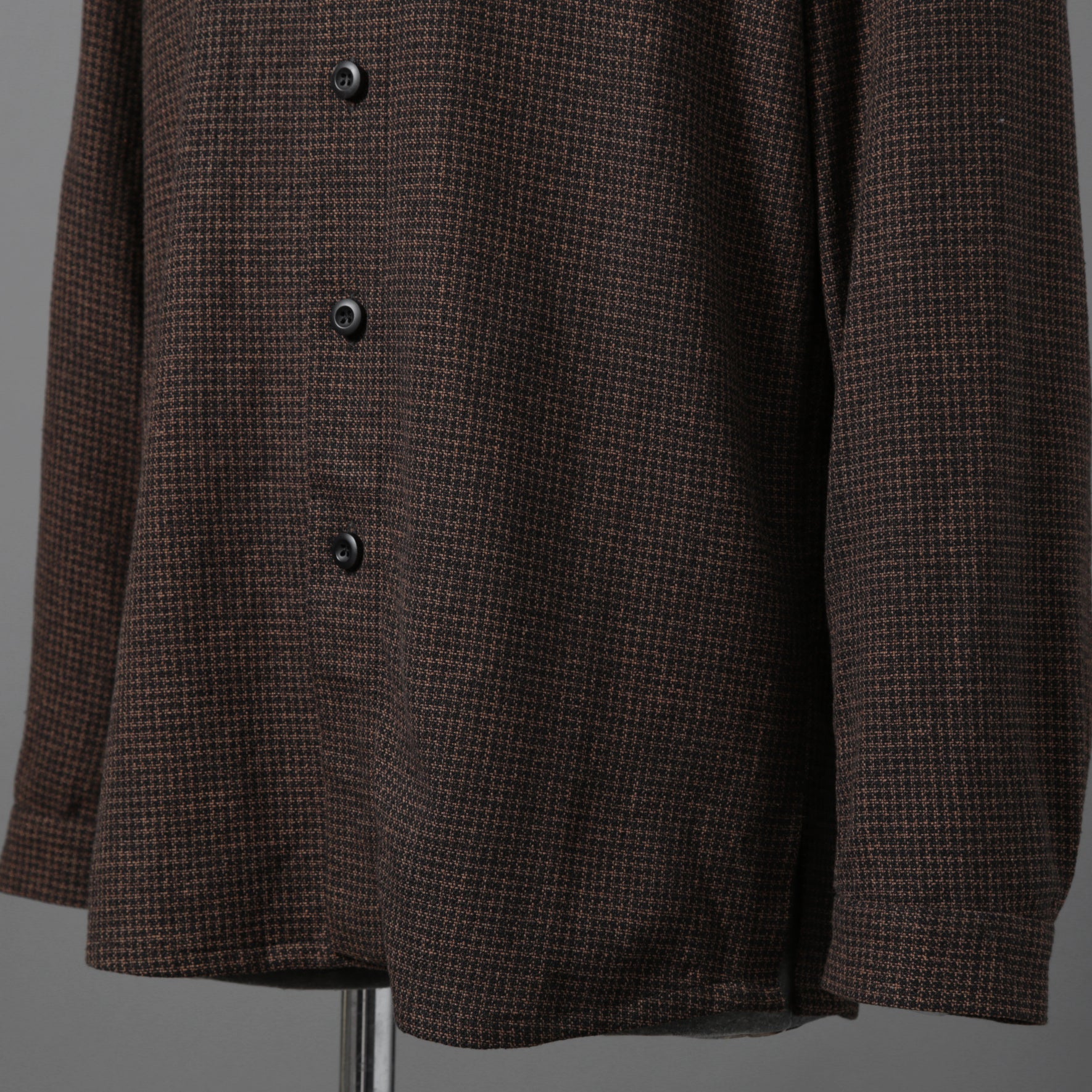 新品 BIEK VERSTAPPEN ビークファースタッペン / 24-25AW Liberte KOBE 別注 Wool Silk Shirt / Hand Dyed / 長袖シャツ / size S (BROWN CHECK)