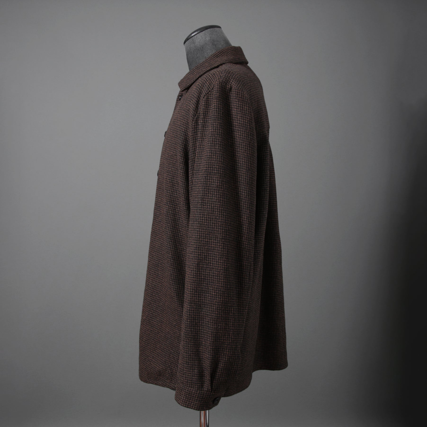 新品 BIEK VERSTAPPEN ビークファースタッペン / 24-25AW Liberte KOBE 別注 Wool Silk Shirt / Hand Dyed / 長袖シャツ / size S (BROWN CHECK)