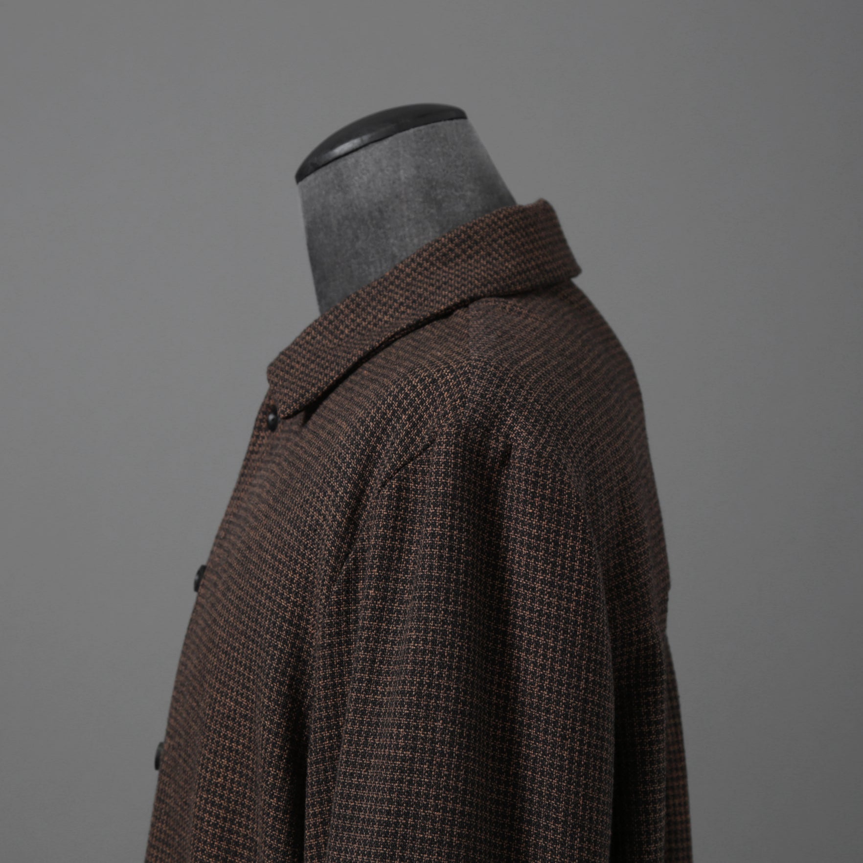 新品 BIEK VERSTAPPEN ビークファースタッペン / 24-25AW Liberte KOBE 別注 Wool Silk Shirt / Hand Dyed / 長袖シャツ / size S (BROWN CHECK)