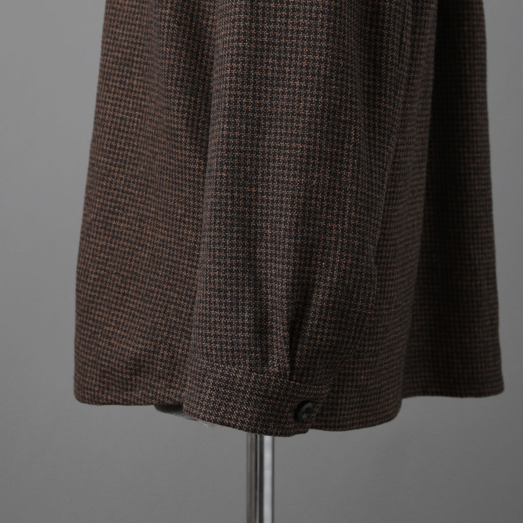 新品 BIEK VERSTAPPEN ビークファースタッペン / 24-25AW Liberte KOBE 別注 Wool Silk Shirt / Hand Dyed / 長袖シャツ / size S (BROWN CHECK)