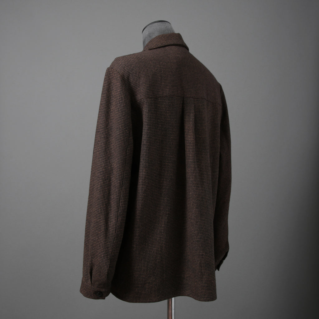 新品 BIEK VERSTAPPEN ビークファースタッペン / 24-25AW Liberte KOBE 別注 Wool Silk Shirt / Hand Dyed / 長袖シャツ / size S (BROWN CHECK)