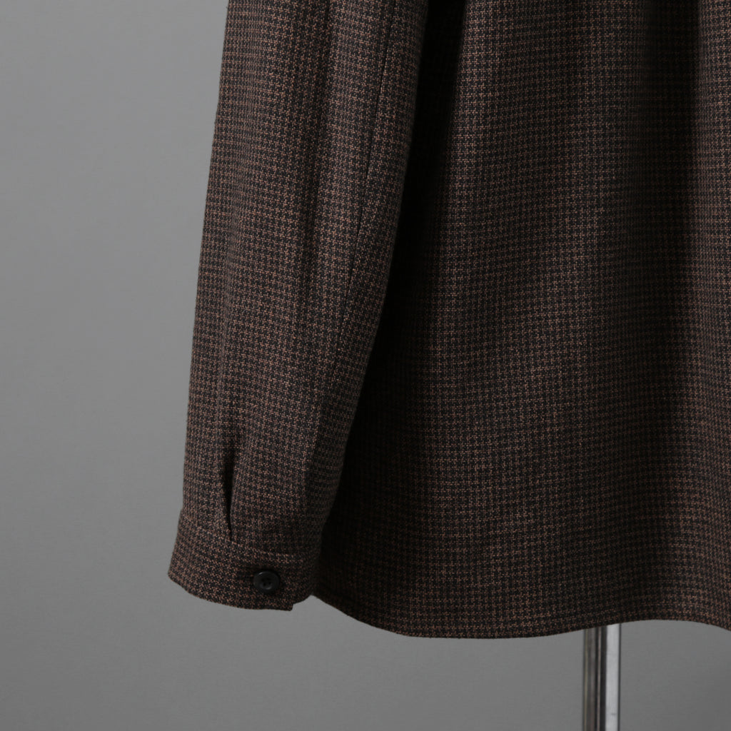 新品 BIEK VERSTAPPEN ビークファースタッペン / 24-25AW Liberte KOBE 別注 Wool Silk Shirt / Hand Dyed / 長袖シャツ / size S (BROWN CHECK)