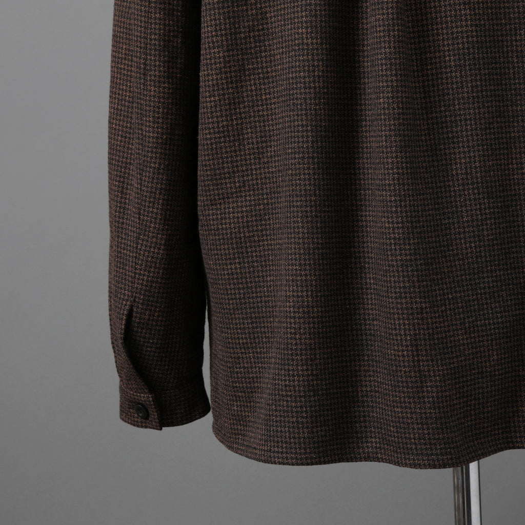 新品 BIEK VERSTAPPEN ビークファースタッペン / 24-25AW Liberte KOBE 別注 Wool Silk Shirt / Hand Dyed / 長袖シャツ / size S (BROWN CHECK)