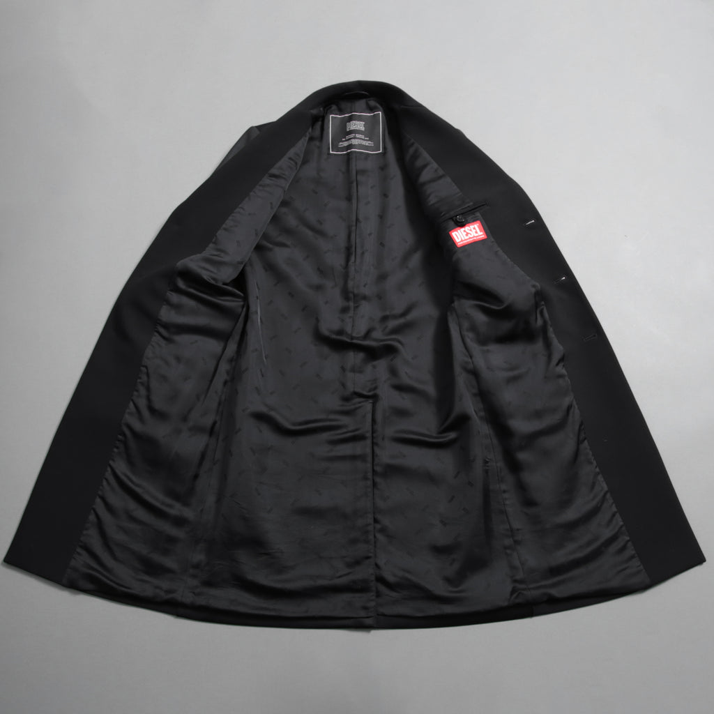 DIESELディーゼル / 22SS 美品 J-Deller チェスター コート / ウール混 部分コーティング/ size 44 (BLACK)