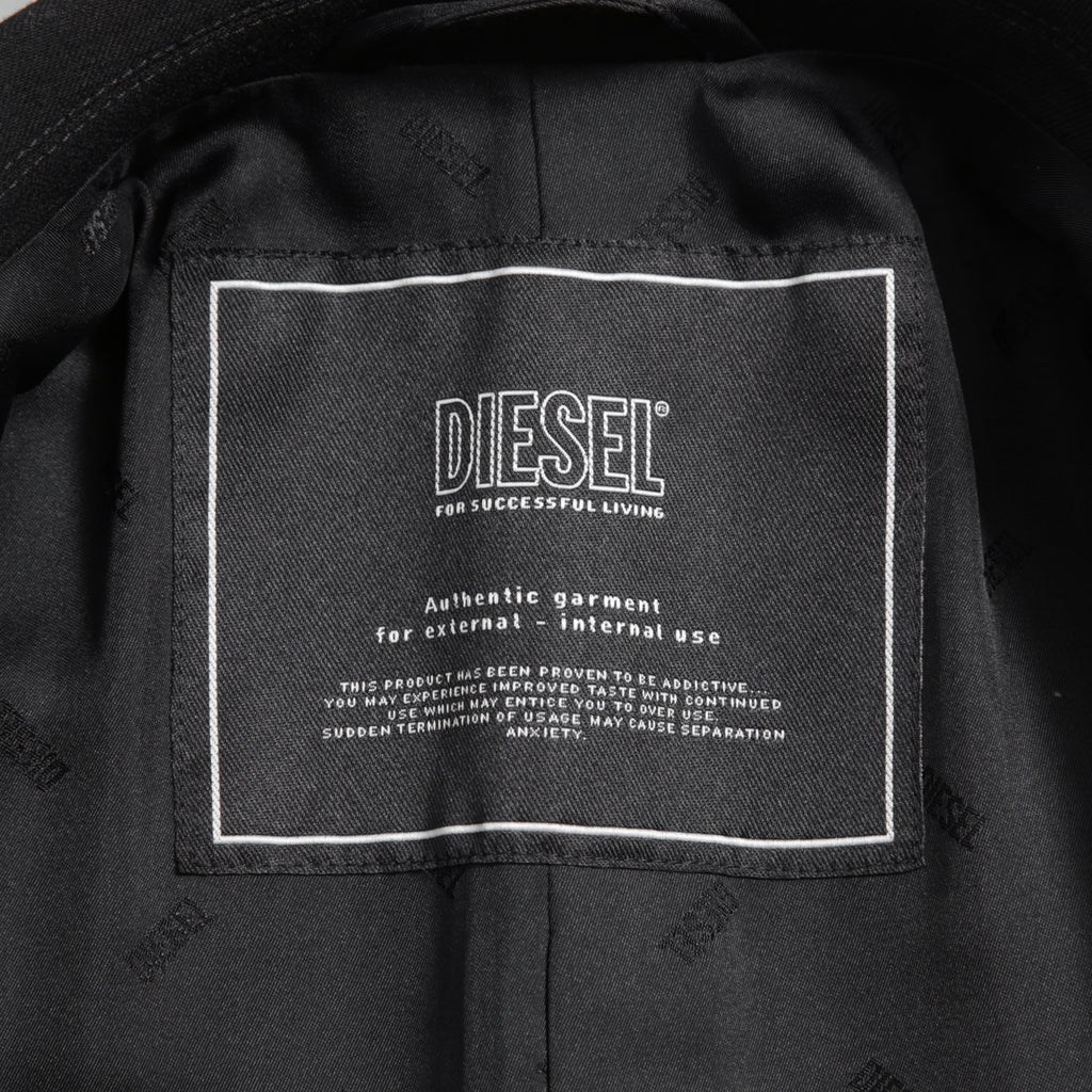 DIESELディーゼル / 22SS 美品 J-Deller チェスター コート / ウール混 部分コーティング/ size 44 (BLACK)