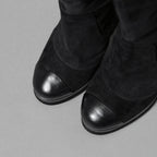 CHANEL シャネル / 美品 CCココマークヒール  ロングブーツ ブラックスエード レザートゥ / シューズ / size 23.5cm (BLACK)