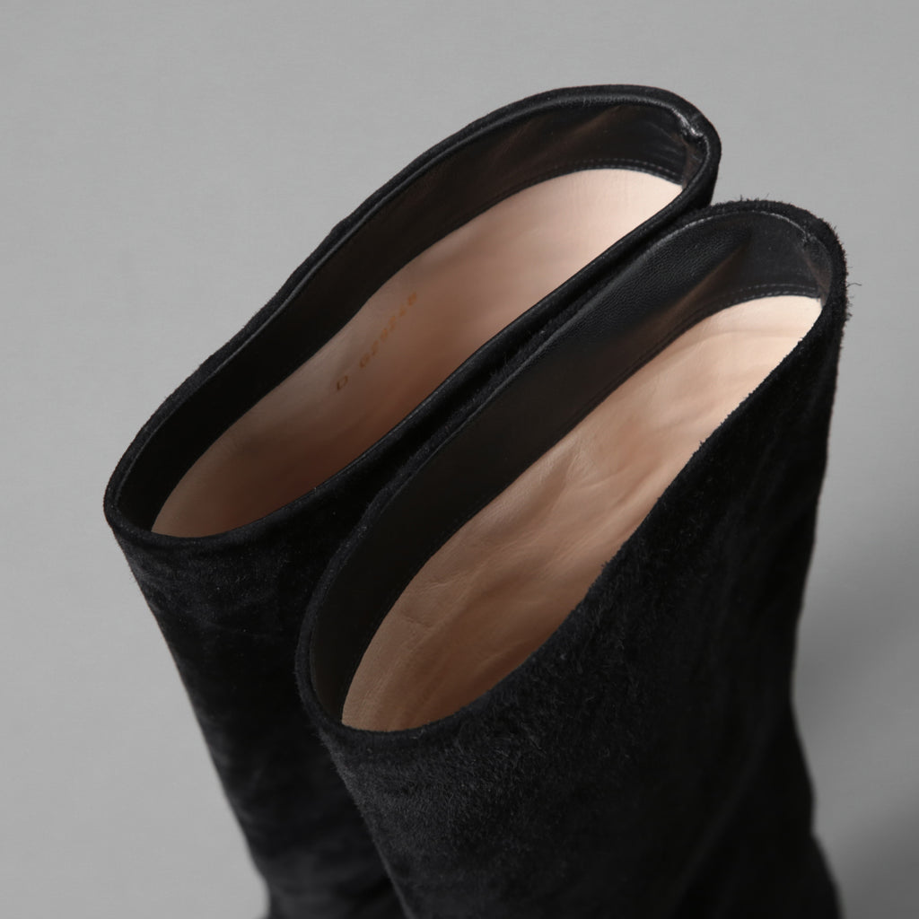 CHANEL シャネル / 美品 CCココマークヒール  ロングブーツ ブラックスエード レザートゥ / シューズ / size 23.5cm (BLACK)