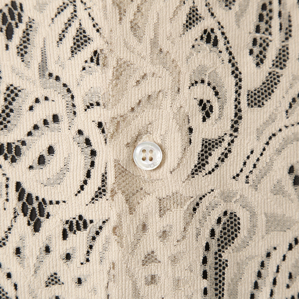 美品 AMIRI アミリ / ペイズリー柄 / コットン レース 長袖シャツ / size L (Beige) 確実正規品