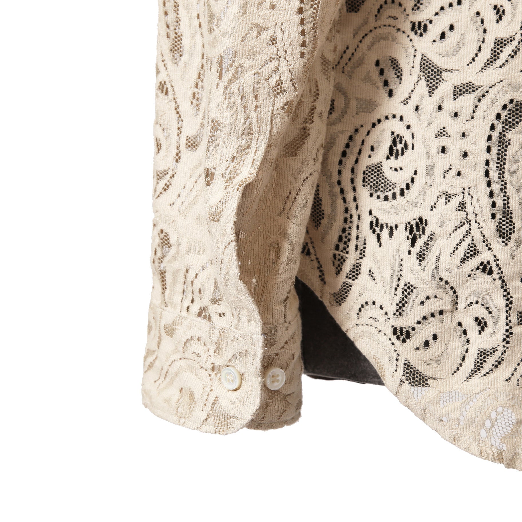 美品 AMIRI アミリ / ペイズリー柄 / コットン レース 長袖シャツ / size L (Beige) 確実正規品