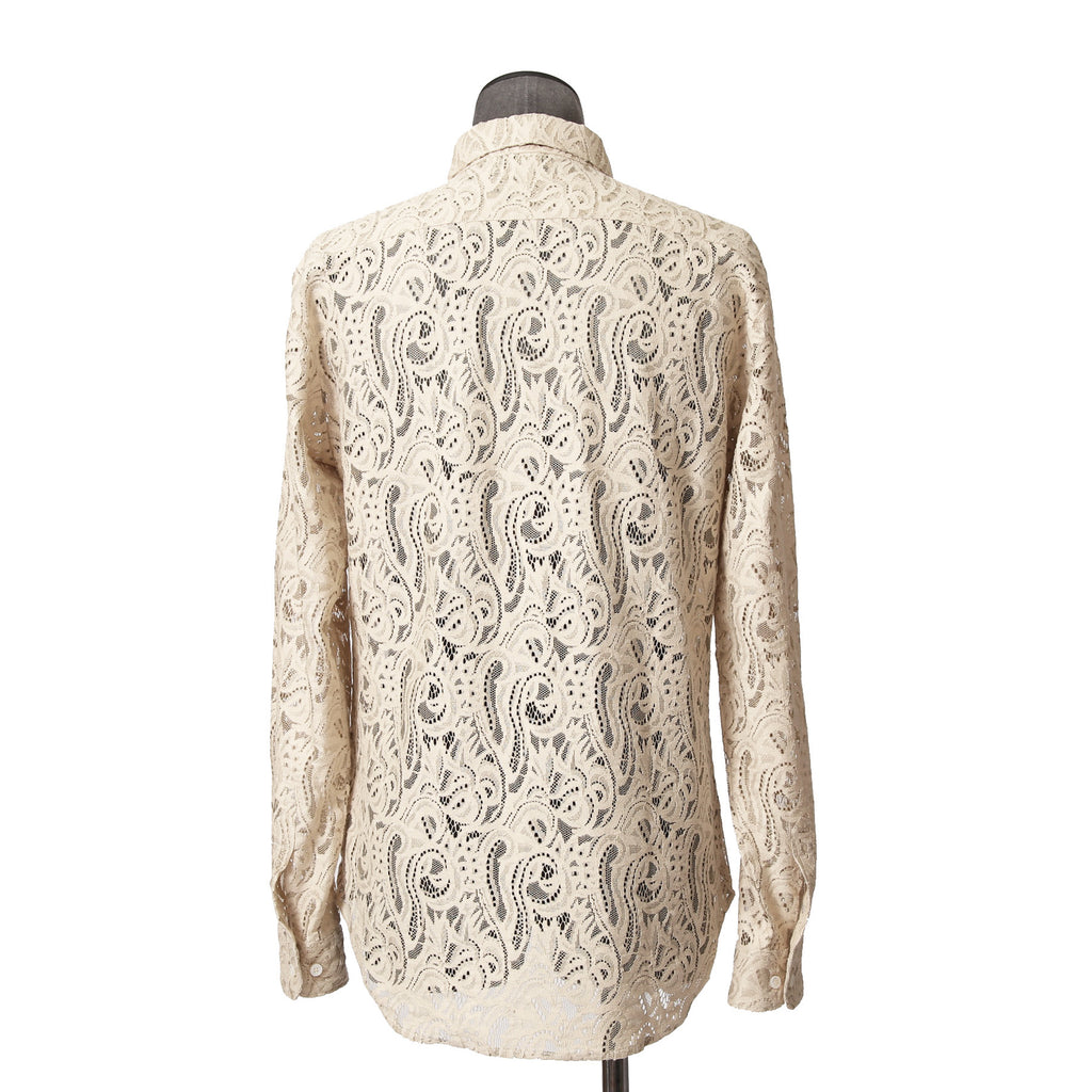 美品 AMIRI アミリ / ペイズリー柄 / コットン レース 長袖シャツ / size L (Beige) 確実正規品