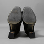 CHANEL シャネル / 美品 CCココマークヒール  ロングブーツ ブラックスエード レザートゥ / シューズ / size 23.5cm (BLACK)