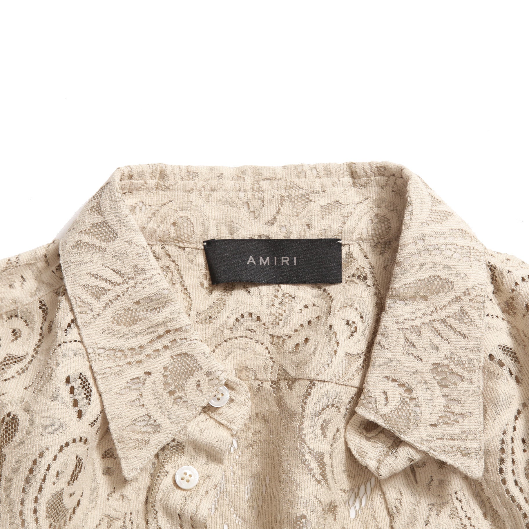 美品 AMIRI アミリ / ペイズリー柄 / コットン レース 長袖シャツ / size L (Beige) 確実正規品