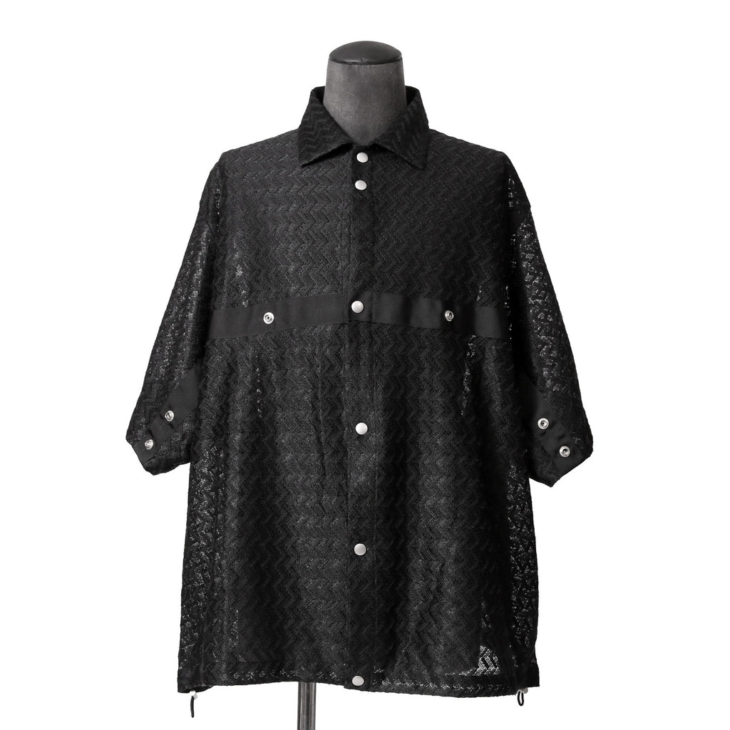 美品 A.F ARTEFACT アーティファクト / 24SS SNAPPED SQUEEZING SHIRT / SHADOW LACE / size 1 (BLACK)