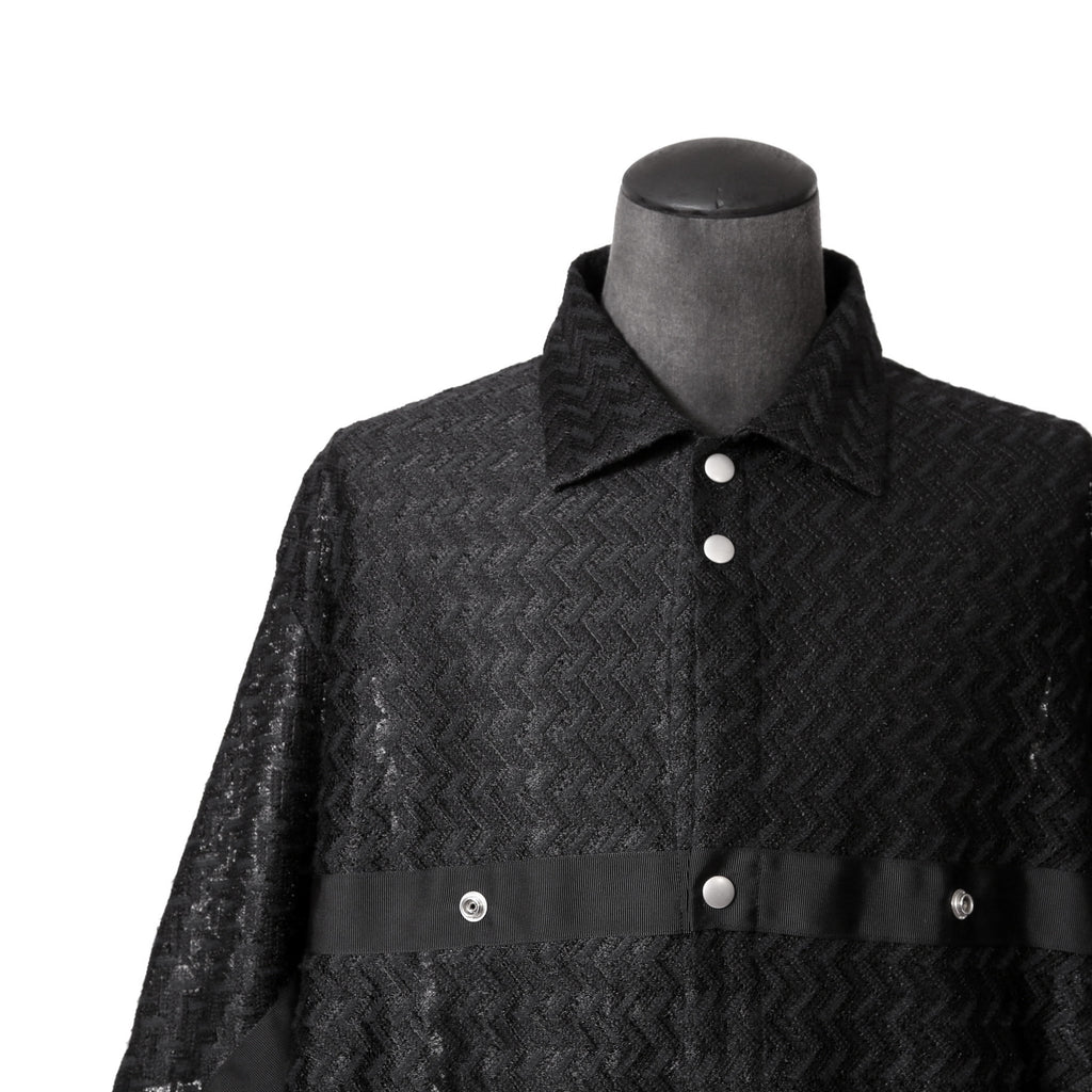 美品 A.F ARTEFACT アーティファクト / 24SS SNAPPED SQUEEZING SHIRT / SHADOW LACE / size 1 (BLACK)
