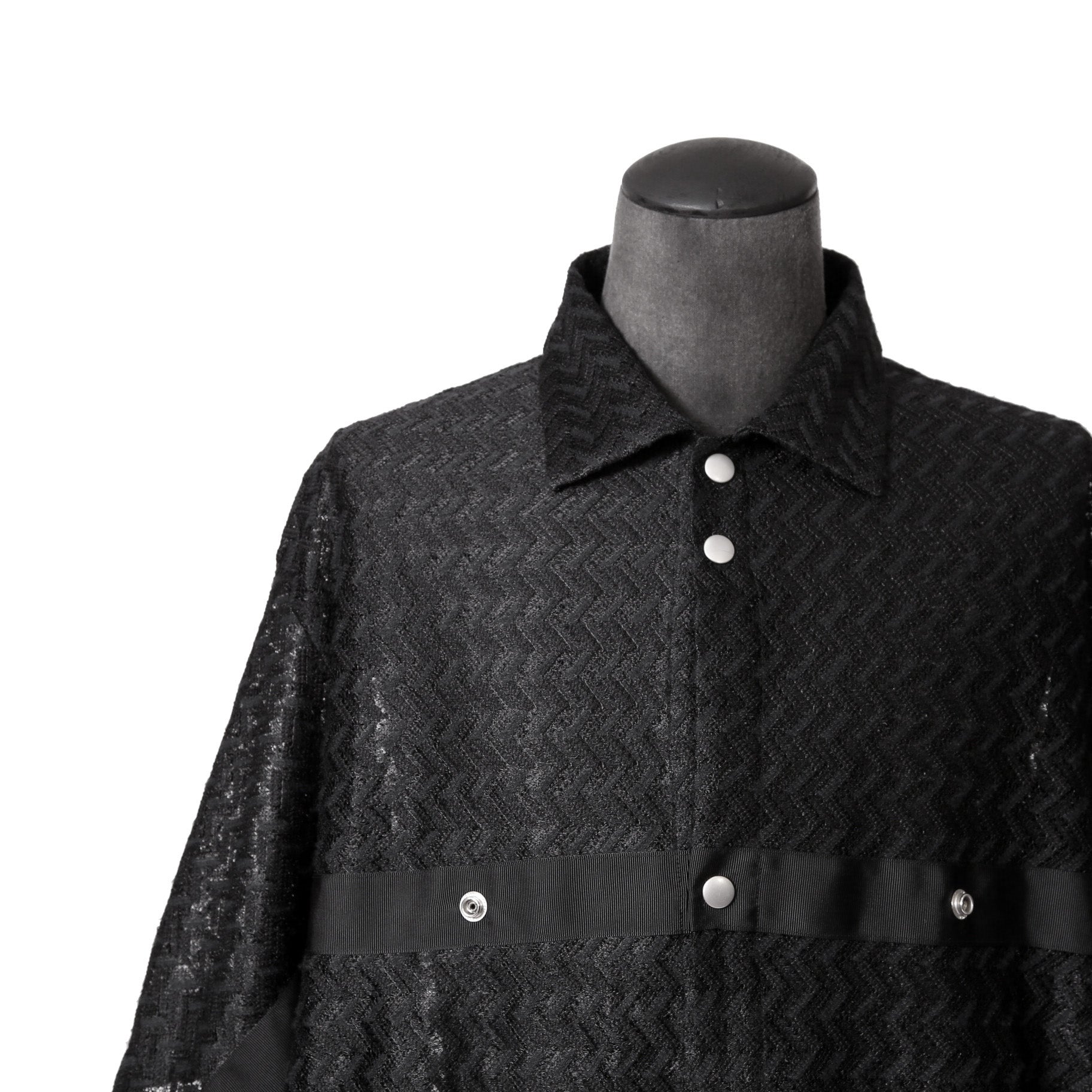 美品 A.F ARTEFACT アーティファクト / 24SS SNAPPED SQUEEZING SHIRT / SHADOW LACE / size 1 (BLACK)