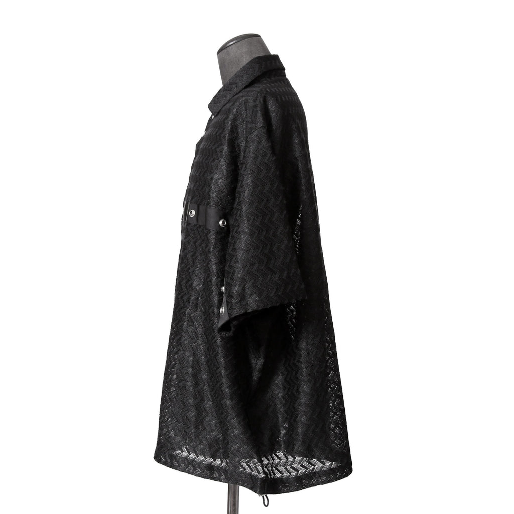 美品 A.F ARTEFACT アーティファクト / 24SS SNAPPED SQUEEZING SHIRT / SHADOW LACE / size 1 (BLACK)