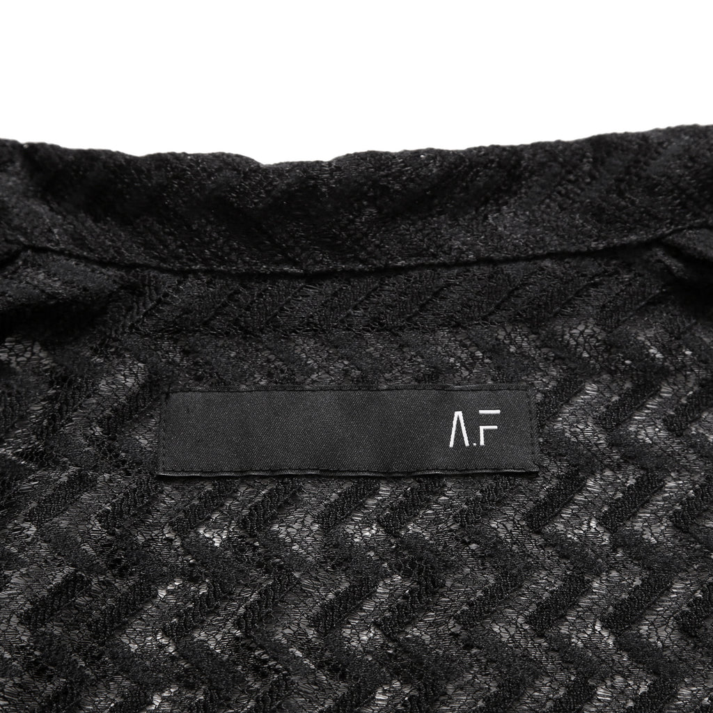 美品 A.F ARTEFACT アーティファクト / 24SS SNAPPED SQUEEZING SHIRT / SHADOW LACE / size 1 (BLACK)