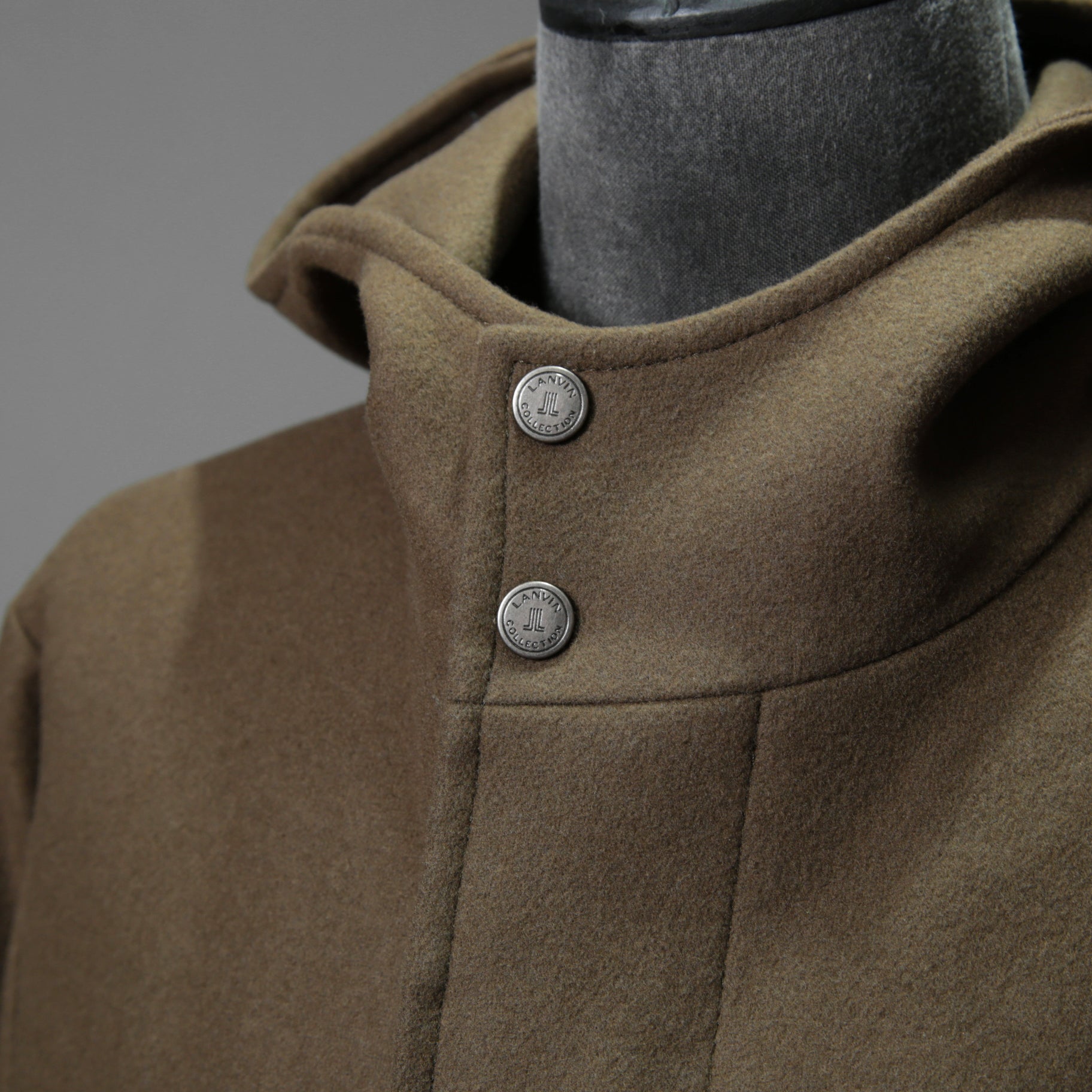 LANVIN collection ランバン コレクション / 美品 ウールカシミア メルトン フーデット コート / LA-TO-73351 / size 48  (BROWN KHAKI)
